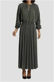 Country Road - Waist Tie Dress in Dark Green