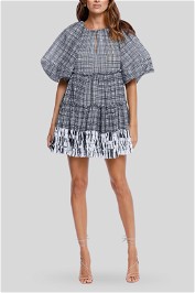 AJE Memento Smock Mini Dress black white check