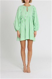 Bohemian Traders Balloon Sleeve Boho Mini Dress Apple Check