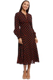 Cooper St - Flashdance Long Sleeve Maxi Dress - Red Polkadot - Front