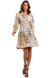 Country Road Cinched Waist Mini Dress long sleeve