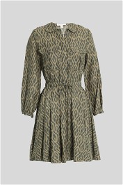 Country Road Flared Collared Dress in Green