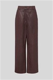 Brown Joey Cropped Leather Pants