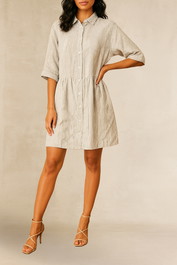 dress hire brunch academy women Dolly Linen Dress - Seasponge Stripe