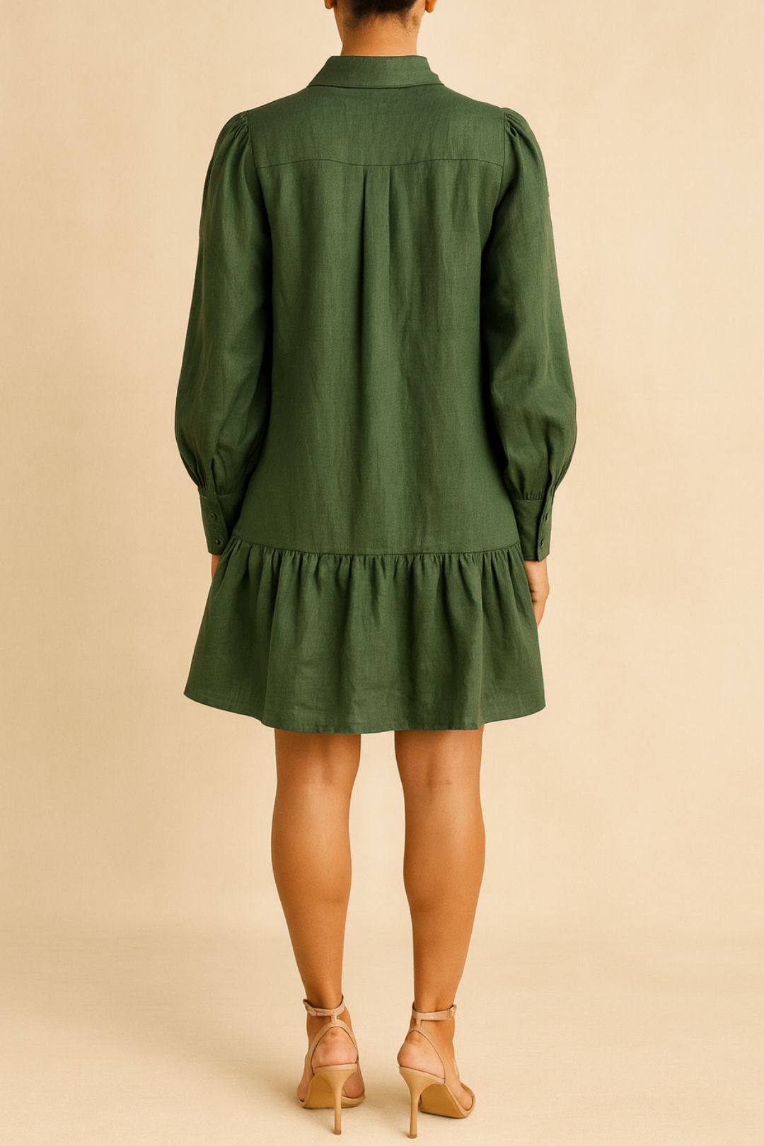 Dress Hire Brunch AERE Collared Linen Shirt Dress Green