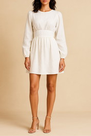 Dress Hire Brunch AERE Waist Seam Detail Mini Dress White