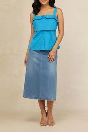 Dress Hire Brunch CUE	Ocean Blue Cotton Poplin Top