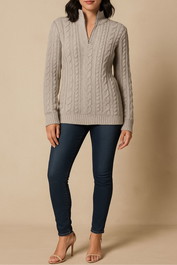 Dress Hire Brunch French Connection	Zip Cable Knit Jumper Grey