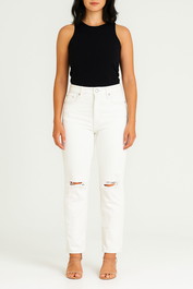 Dress Hire Brunch Nobody Denim Lou Jean Super High Rise Straight Leg in Pure