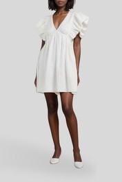 Dress Hire casual Dissh	Bonnie Frill White Linen Mini Dress