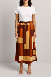 Dress Hire Date night DISSH Hollie Mahoganny Geo Midi Skirt