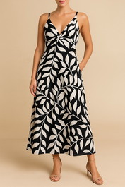 Dress Hire Party AERE Linen Twist Detail Midi Dress