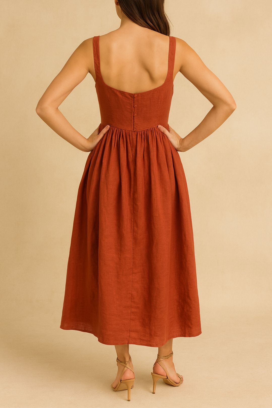 Dress hire party AERE Sleeveless Boned Linen Midi Dress