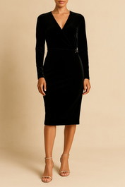 Dress Hire Party Calvin Klein V Neck Metal Dress Black