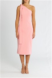 Elle Zeitoune One Shoulder Midi Pink