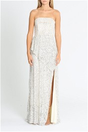 Elle Zeitoune Strapless Sequin Dress Silver Sequin
