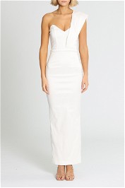 Elle Zeitoune Structured One Shoulder Midi White