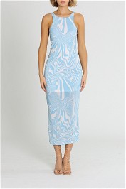 Ena Pelly Elle Sleeveless Midi Dress Sky Marble