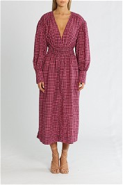 Ganni Carmine Midi Dress V Neck