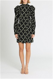 Ganni Margarita Printed Mini Dress Black