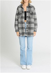 Joie Grey Check Shacket Long