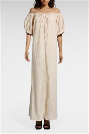 Kinga Csilla Beige Puff Sleeve Maxi
