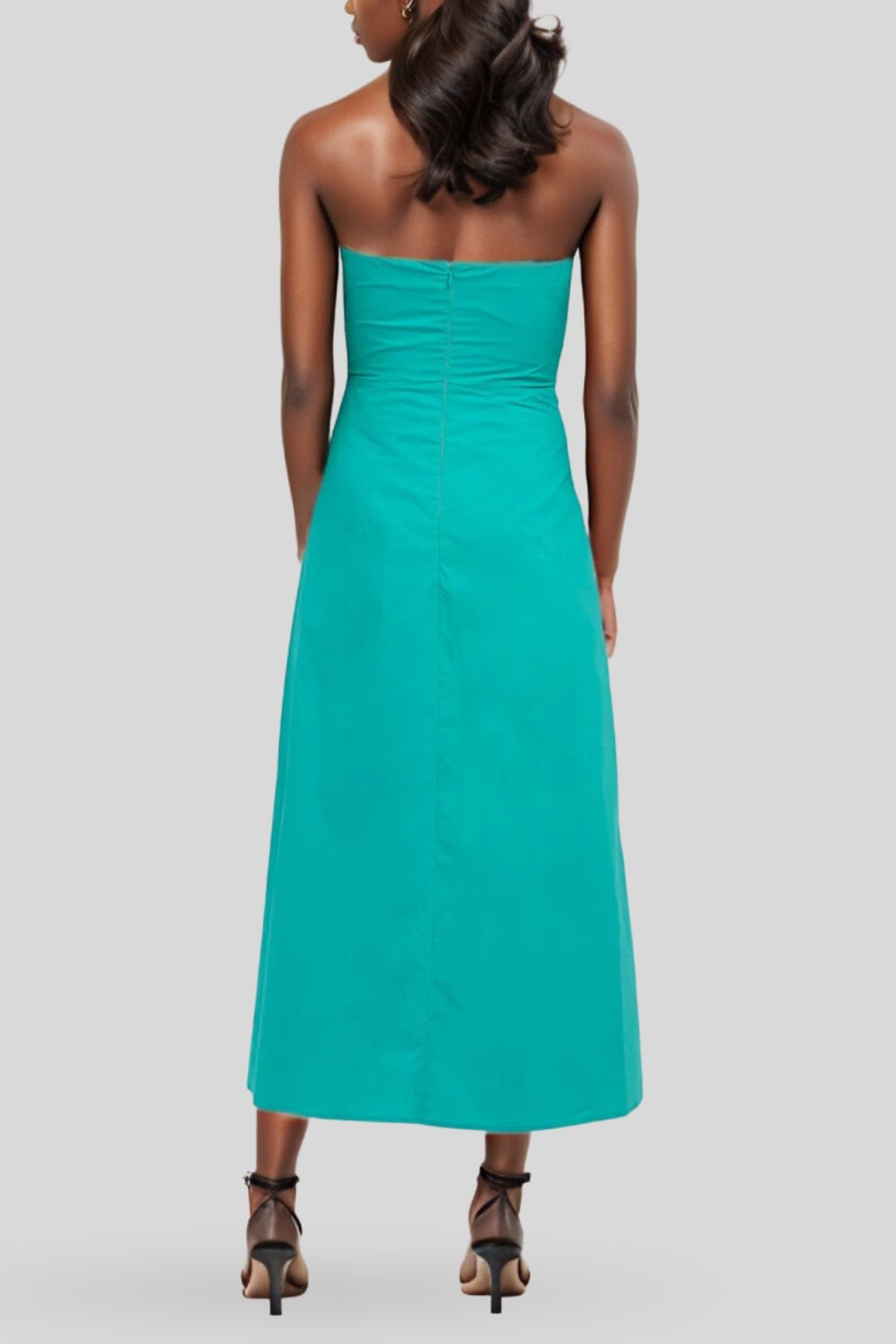 Kookai Poplin Strapless Dress Teal