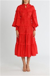 LEO LIN The Flame Midi Dress Chilli