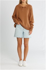 LMND Gabby Ribbed Polo Tan