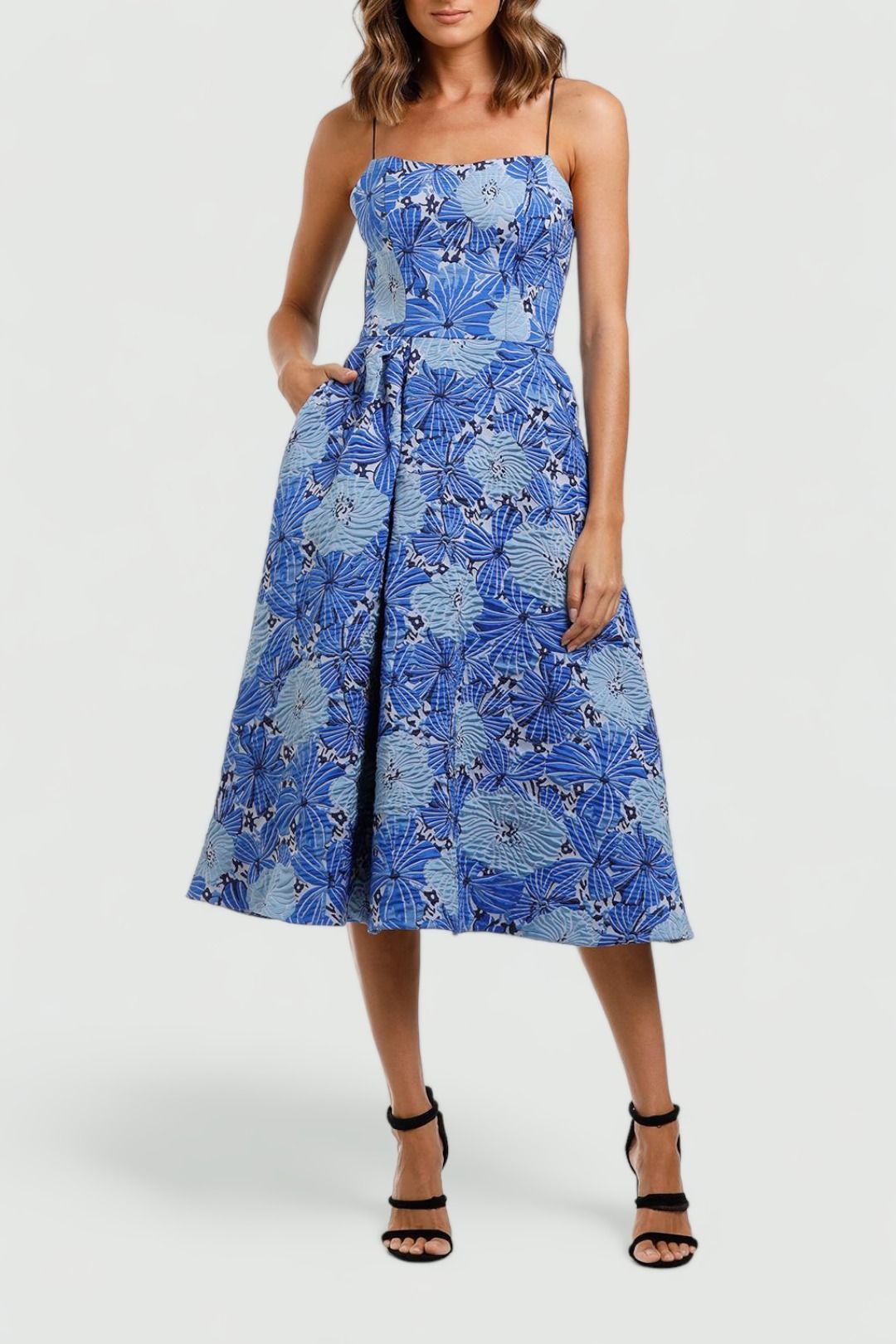 Love Honor Alexia Midi Cobalt Fit and Flare