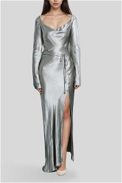 Bec and Bridge Moon Dance Long Sleeve Maxi Dress Sage Bias Cut