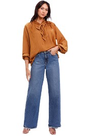 Morrison Eddie Long Sleeve Top Pecan satin