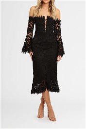 Nicholas Botanical Lace Cocktail Dress off shoulder