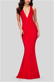 Jasmine Halter Gown in Red