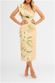 Pasduchas Tropic Asymetric Midi Almond bodycon