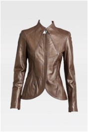 Elie Tahari  Bronze High Collar Leather Jacket 