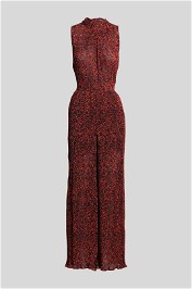 Red and Black Printer Halter Jumpsuit