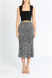 Self Portrait Monochrome Knit Skirt Midi