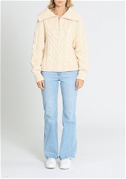 Shona Joy Eva Cable Zip Up Jumper Crema