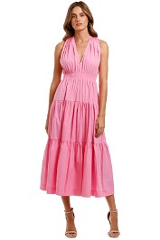 SWF Tiered Maxi dress Pink v neck