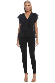 Wish - Sienna Ruffle Top - Black - Front