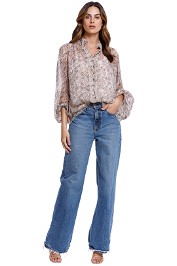 Witchery Print Balloon Sleeve Blouse Sepia print