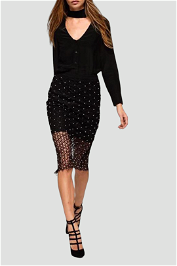 Kookai Pearl Bead Skirt in Black
