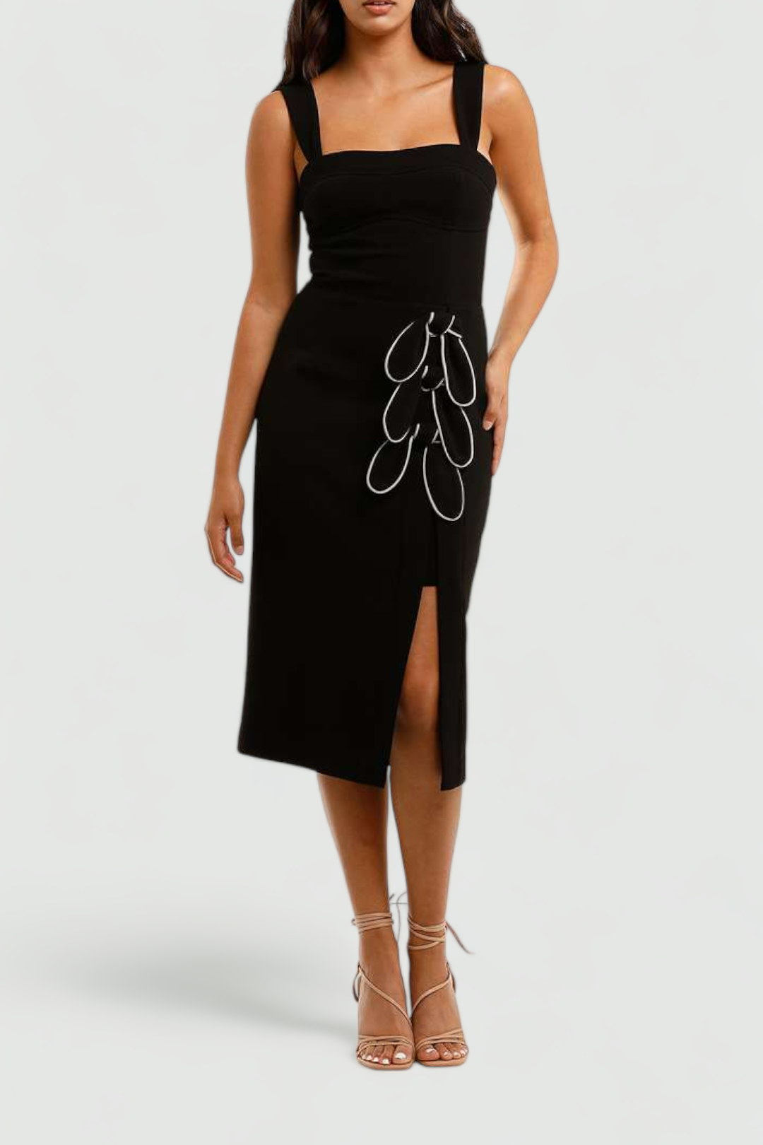 Rebecca Vallance Celeste Tie Midi Dress Black